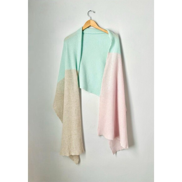 Autumn Cashmere Women's Color Block Pastel Oversized Scarf Wrap Sz 84 X 24'' Lux - Picture 2 of 12